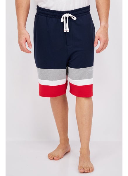 Buy Men Colorblock Drawstring Pajama Short, Navy Combo in UAE