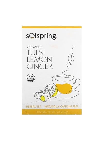 Buy Solspring Organic Herbal Tea Tulsi Lemon Ginger Caffeine Free 18 Tea Bags 1.27 oz 36 g in UAE