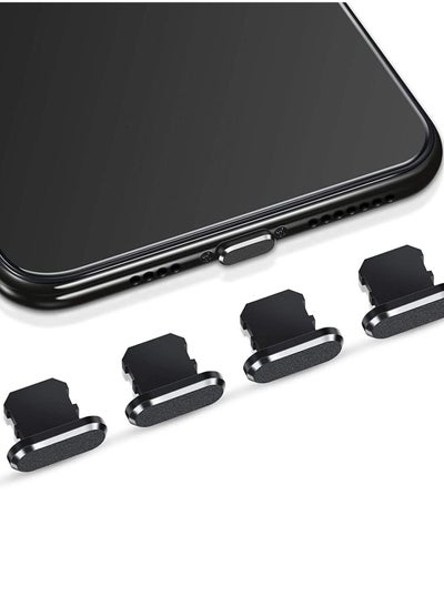 Buy 4 Pieces Anti Dust Plugs Compatible for iPhone 11 12 Protects Charging Cover 11, 12, Pro, Max/X/XS/XR, 7, 8 Plus, iPad Mini/Air (Black) in UAE