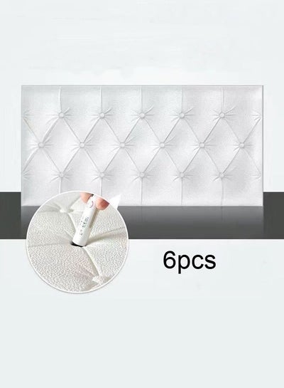 Buy 6-Piece Diy Foam Wallpapers Wall Coating Paper 3d Embossed Waterproof Home Tiles Stickers Wall Cladding Panel in UAE