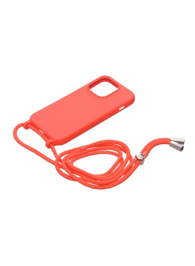Buy Silicone Back Phone Protection Cover With Fabric Strap And Safety Edges For Iphone 15 Pro - Red in Egypt