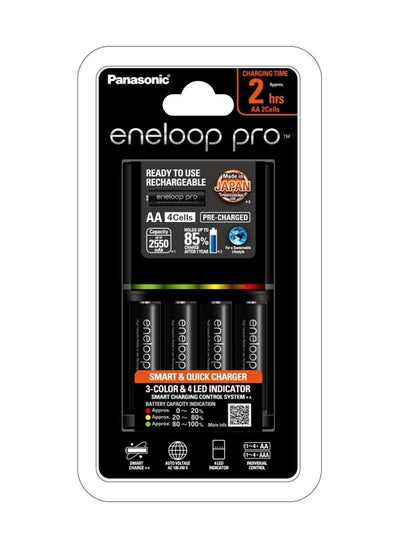 Buy Smart & Quick Charger Eneloop Pro With AA 4Cells Pre Charged,Capacity 2550mAh Rechargeable Batteries in UAE