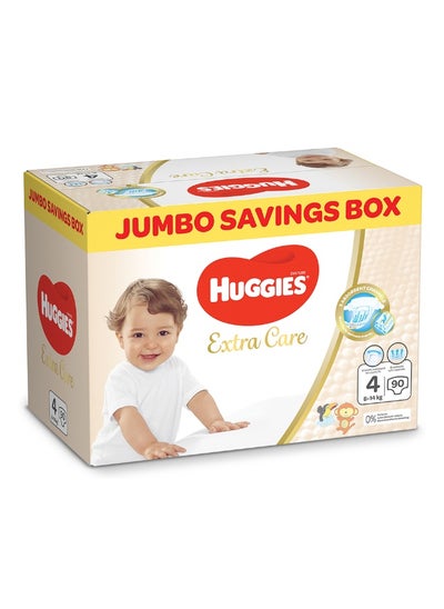 Buy Extra Care Diapers Jumbo Pack, Size 4, 8 - 14 kg, 90 Diapers in Saudi Arabia