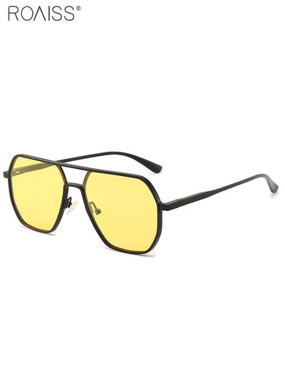 Buy Men's Polarized Night Vision Glasses for Driving, UV400 Protection Sun Glasses with Aluminum Magnesium Alloy Frame, Square Glasses for Men Driving, Fishing, Golfing, Traveling in Saudi Arabia