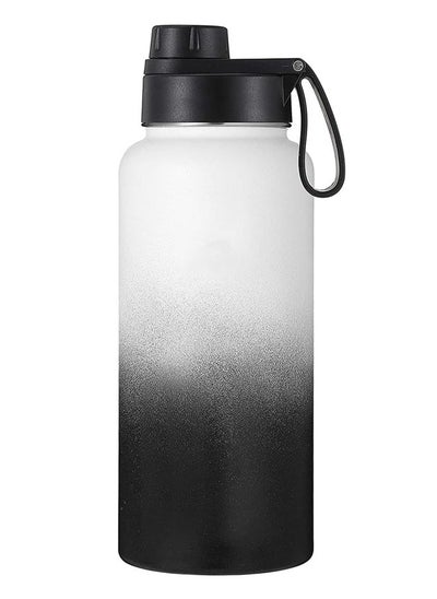 Buy 1L Stainless Steel Drinking Bottle, Sports Canteen Water Bottle with Handle,  Insulated Water Bottles for Hiking & Biking (Black & White) in Saudi Arabia