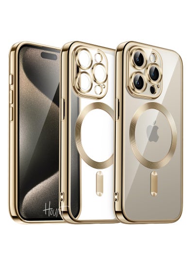 Buy iPhone 15 Pro Max Case Electroplated Magnetic Case Support Wireless Charging Transparent Camera Lens Protector Shockproof iPhone 15 Pro Max Magsafe Cover 6.7 Inch in UAE