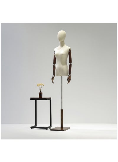 اشتري Female Mannequin Dress Form Torso, Display Mannequin Body with Detachable Head, Wooden Hands, and Adjustable Height Stand, for Dress Jewelry Display في الامارات