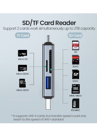 اشتري type-c USB HUB 3.0 TF SD card metal dual-head mobile phone computer dual-purpose card reader, USB expander في السعودية