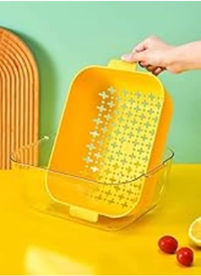 اشتري Double Layer Drain Basket Multi-Function Kitchen Wash Basin Home Wash Basket Fruits Vegetable Household Laundry Basket Fruit Basket - Multicolor في مصر