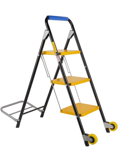 Buy Epsilon Steel Ladder with Hand Truck- EPST1442/ 3-Step, Wide and Flat Platform, Anti-Slip Feet With 150 kg for Ladder and 90 kg Capacity in UAE