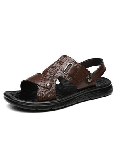 Buy Summer Leather Sandals Men's Soft Sole Slippers Dual Purpose Sandals Men's Sandals in Saudi Arabia