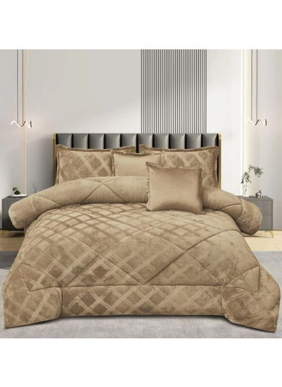 Buy Winter Bedspread Comforter Set 4 Pieces Single Two Sides Velvet and Fur Size 220x170 cm in Saudi Arabia