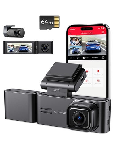 Buy LINGDU JW550 4K Dash Cam Car Dash Camera 1080P Dash Cam Front and Rear Inside, Dual Dash Cam Front 4K and Inside 1080P with GPS, 5G WiFi, APP and Voice Control, Loop Recording, Parking Monitor in Saudi Arabia