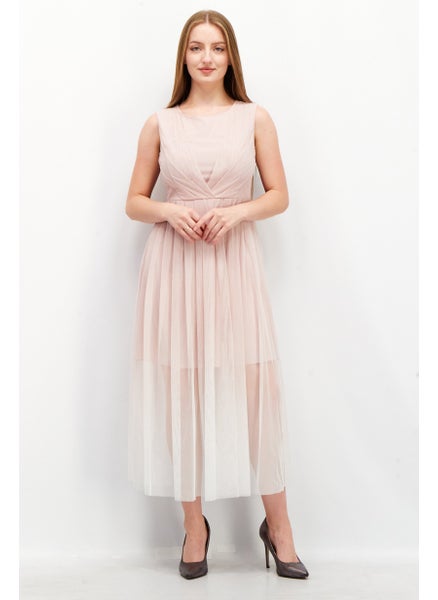 Buy Women Textured Maxi Dress, Pink in UAE