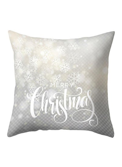 Buy Merry Christmas Printed Throw Pillowcase Grey 18x8x18centimeter in UAE