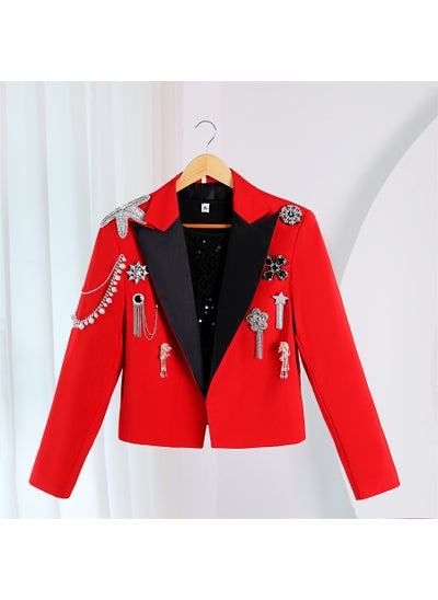 Buy Red Handcrafted Stage Show Mens Suit Red in UAE