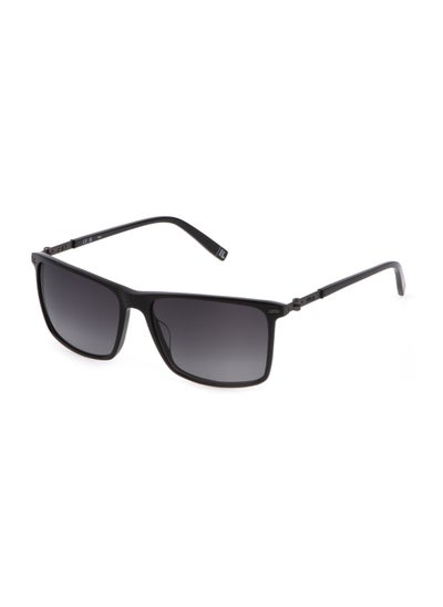 Buy Men's Square Shape  Acetate Sunglasses SFI447 570700 - Lens Size: 57 Mm - Shiny Black in Saudi Arabia