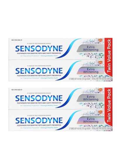 Buy Sensodyne Pack Of 4 Extra Whitening for Sensitive Teeth And Cavity Protection 113g in Saudi Arabia