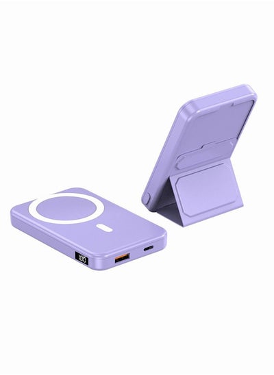 Buy Magnetic Portable Power Bank Charger for Apple iPhone 14/13 series 10000mah Purple in UAE