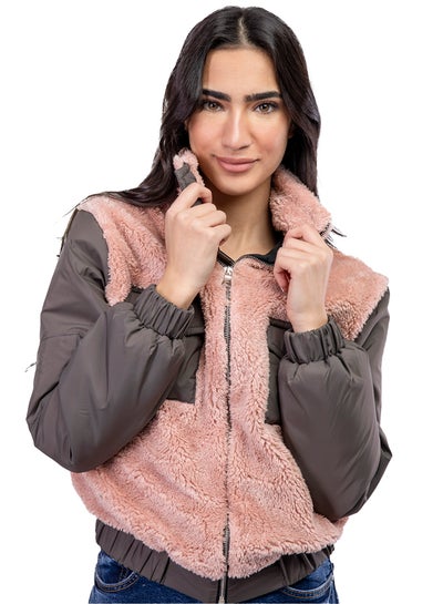 Buy Zipper Fleece Sweatshirt Faux Fur in Egypt