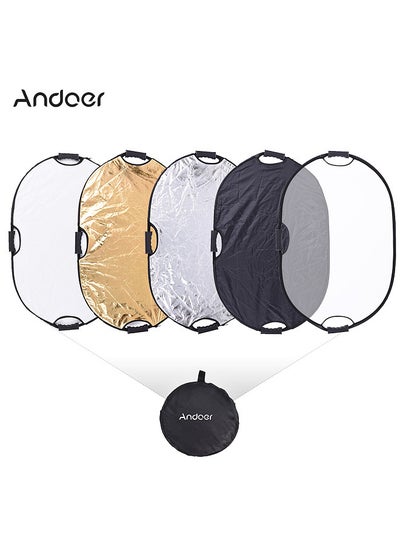 اشتري 90*60cm Portable Handheld Oval Collapsible 5in1 Multi Reflector with Gold/Sliver/White/Black/Translucent Colors for Photo Studio Photography في السعودية