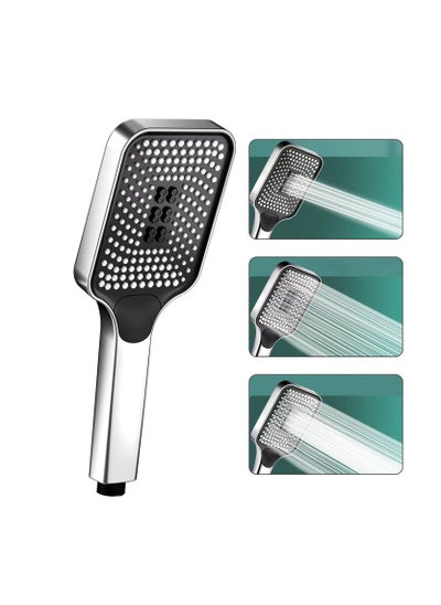 Buy Hand Shower Head, Universal High Pressure Bathroom Square Shower Head, Bath Powerful 3 Spray Modes Handheld Showers for Low Water Pressure, Water Saving - Chrome Color in Saudi Arabia