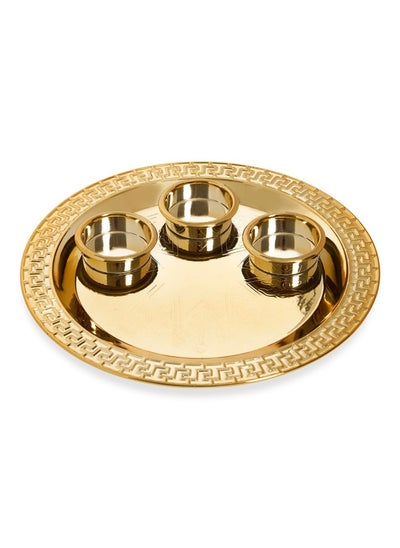 Buy Pooja Plate Gld Round 20Cm 05 in UAE