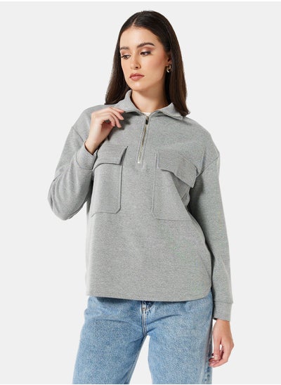 Buy Flap Pocket Half-Zip Top in Egypt