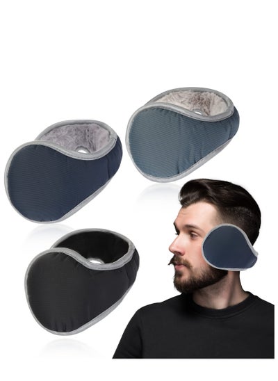 اشتري 3 Pcs Unisex Fleece Earmuffs Foldable Earmuffs Winter Outdoor Ear Warmer Adjustable Ear Warm Waterproof Ear Covers for Men Women, Black, Gray, Navy Blue في السعودية