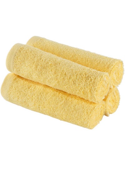 Buy Washcloth Linen Set Premium Original Turkish Cotton Hotel Quality For Maximum Softness & Absorbency For Face Hand Kitchen & Cleaning (Yellow Washcloth Set) in Saudi Arabia