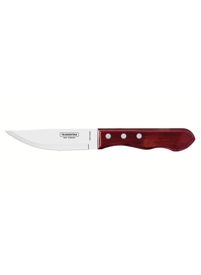 Buy Jumbo 5 Inches Steak Knife with Stainless Steel Blade and Red Dishwasher Safe Polywood Handle in UAE