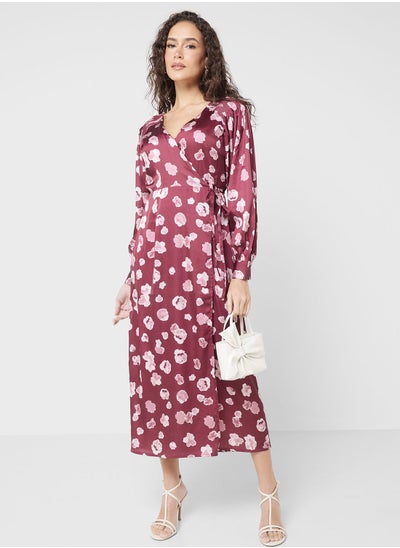 Buy Surplice Neck Tie Detail Dress in UAE