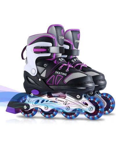 Buy Adjustable Light up Full Protection Roller Skates for Girls Boys Tennagers in Saudi Arabia