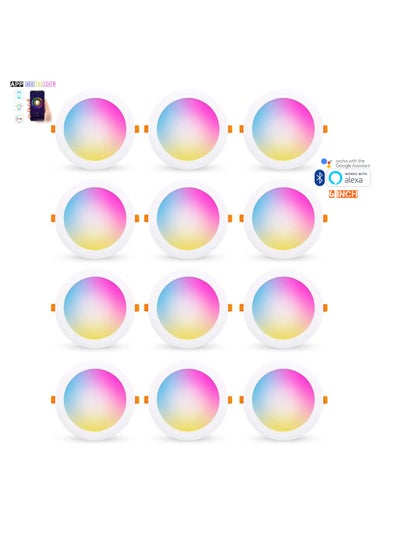 Buy 12 Pcs RGB+CCT Downlight 6 Inch 10W Ceiling Light Bluetooth Control Works With Alexa And Google Assistant Led Light With App Control 16 Million Color Range 50000 Hour Lifespan 2700K-6500K Color Range in UAE