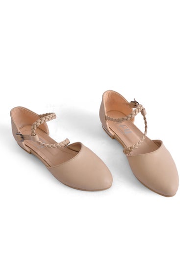 Buy Ballerina Flat Leather With A Braid SF-34 - Beige in Egypt