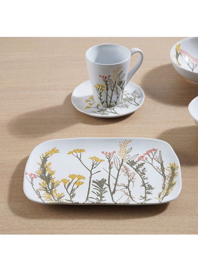 Buy Botany Stoneware Rectangular Platter 28x19x2cm - White in UAE