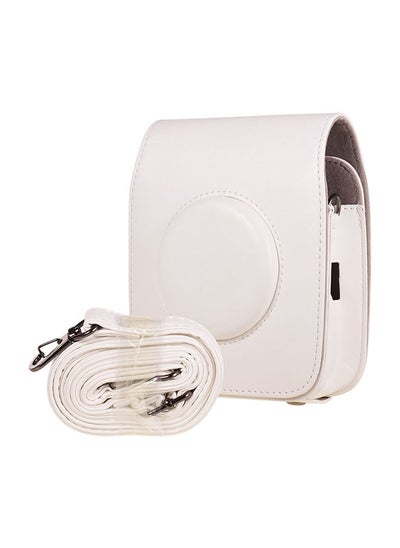 Buy Portable PU Leather Camera Case Bag White in UAE