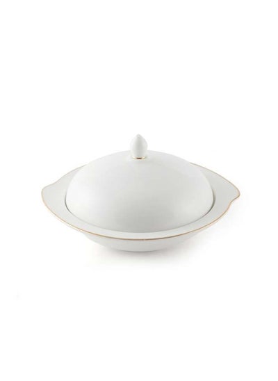 Buy Ivory Porcelain Bowl with Cover 19 cm in UAE