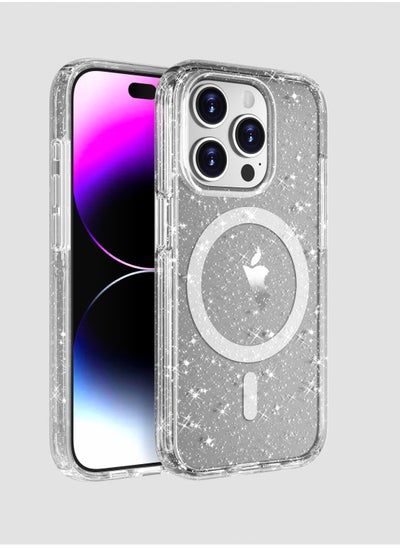 Buy iPhone 15 PRO Case Pink Glitter for Girls [8ft Drop Tested] Compatible with MagSafe - Protective Glittery Sparkly Bling Cases Pink Glitter in Saudi Arabia