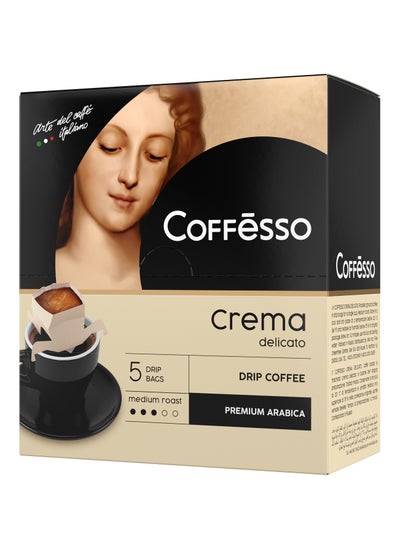 Buy Crema Delicato 100% Premium Arabica and Robusta Ground Coffee 5 Sachet Drip Bags 45 g in UAE