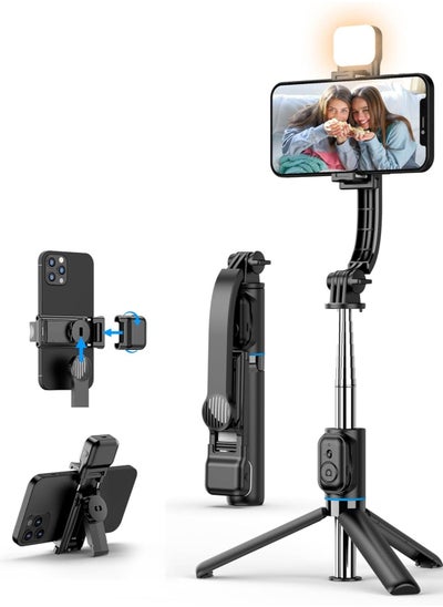 Buy 42" Selfie Stick Tripod with Fill Light,  Extendable All-in-1 Phone Tripod Stand with Remote & Phone Holder, Cell Phone Tripod Stand for Taking Selfie Photo | Videos | Vlog During Travel in UAE