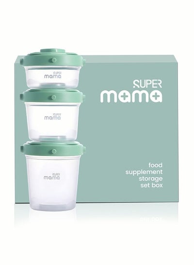 Buy 3 PCS Plastic Baby Food Storage Boxes Airtight Leak-proof with Measurement Indication for Fruit, Purée, Yogurt in UAE