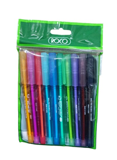 Buy 10-Piece Smooth Writing Ballpoint Pens Multicolour in Saudi Arabia