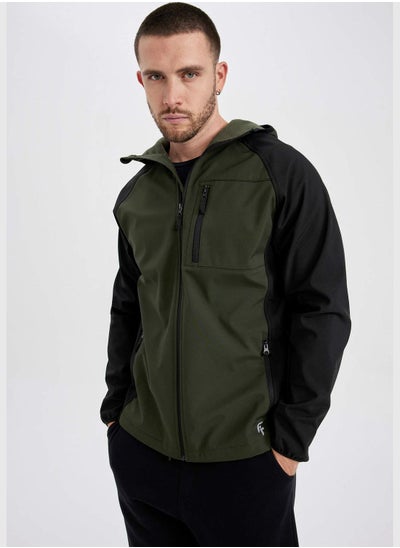 Buy Man Slim Fit Hooded Long Sleeve Jacket in UAE