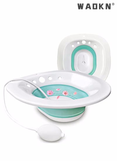 اشتري Sitz Bath for Toilet Seat, Hemorrhoids, Postpartum Care, with Flusher, Comfortable Seating, Deep Enough, Relieve Pain, Anti Overflow, Easy to Use and Clean, Water Massage, Foldable في الامارات