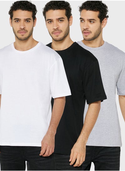 Buy 3 Pack Oversized Crew Neck T-Shirts in UAE