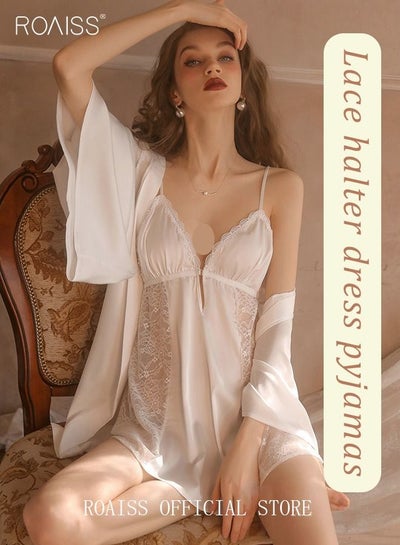 Romantic Strappy Lace Nightdress with Soft Satin Bow Accents and