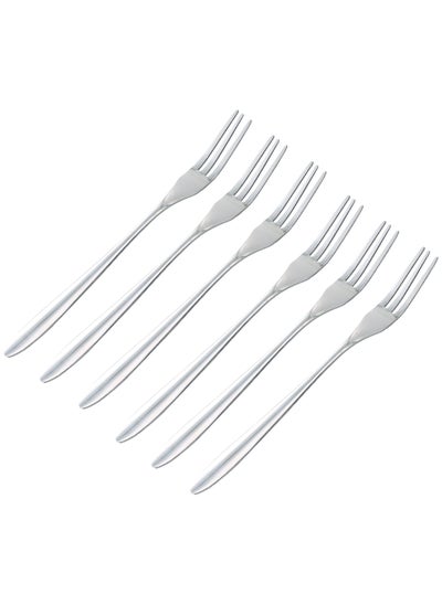 Buy Cake Fork Set, 6 Pieces, 13cm, Stainless Steel, Perfect for Fruit, Desserts, Appetizers, and Pastries in UAE