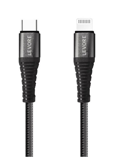 Buy Levore USB-C to Lightning Nylon Cable MFI Certified 1m - Black in Saudi Arabia