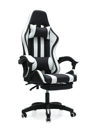 Buy Ergonomic Leather Gaming Chair with Headrest, Lumbar Support, and Footrest - Ultimate Comfort for Gamers 30FR-Black-White in UAE